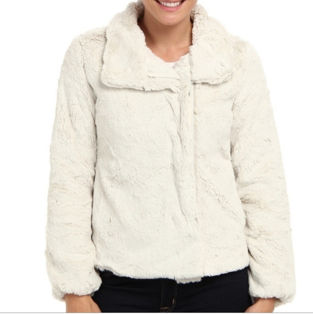 Patagonia Pelage Jacket Womens S Natural Oatmeal Fleece Faux Fur EUC